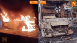 Fire Engulfs Wedding Party Bus: All 48 Passengers Escape Unharmed
								